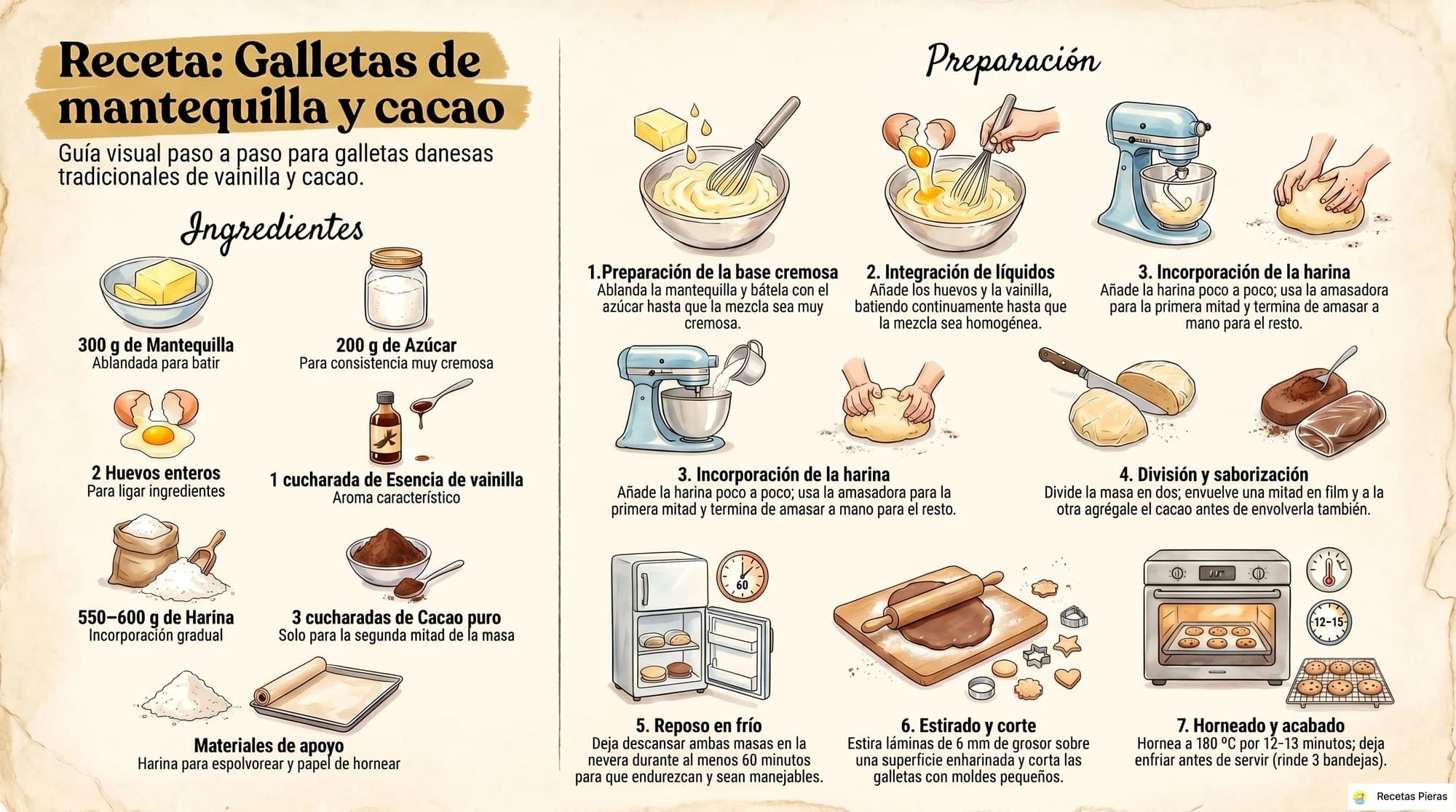 Infografía con los ingredientes y la preparación de Galletas de mantequilla ii