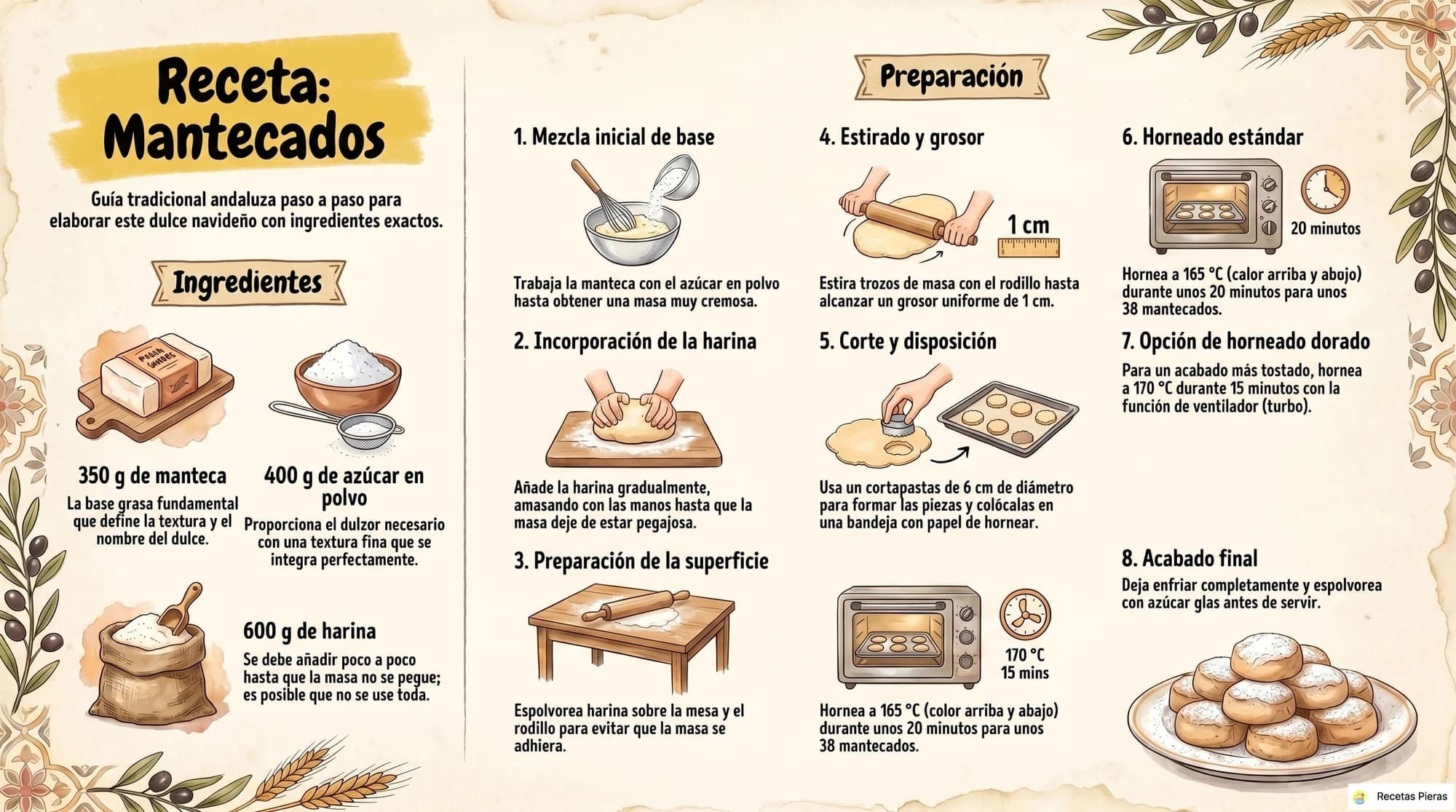 Infografía con los ingredientes y la preparación de Mantecados