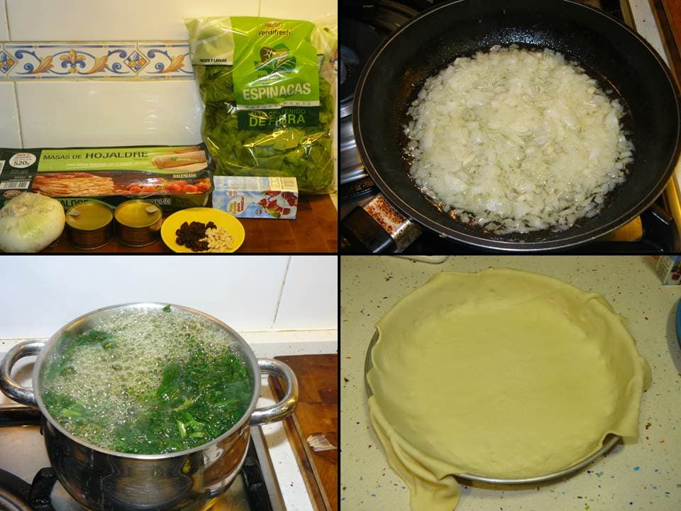 Hojaldre con atún y espinacas