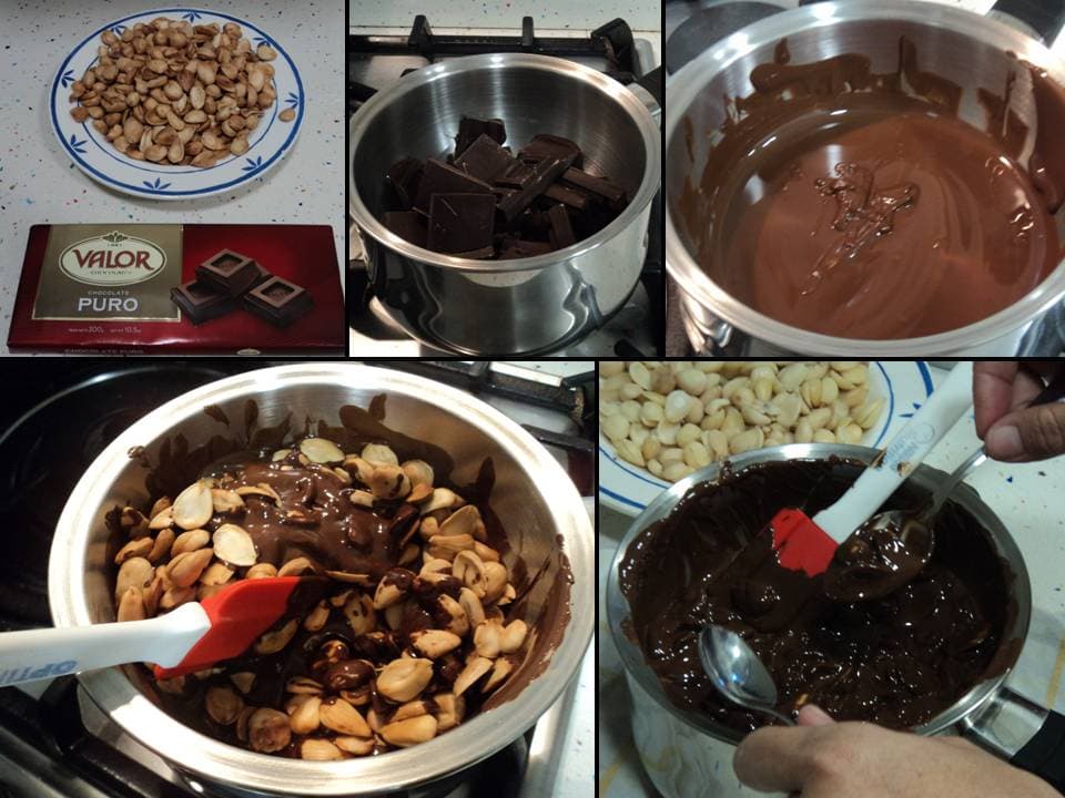 Bombones de almendra y chocolate