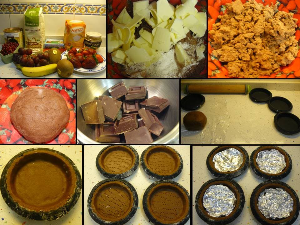 Tartaletas de chocolate y frutas