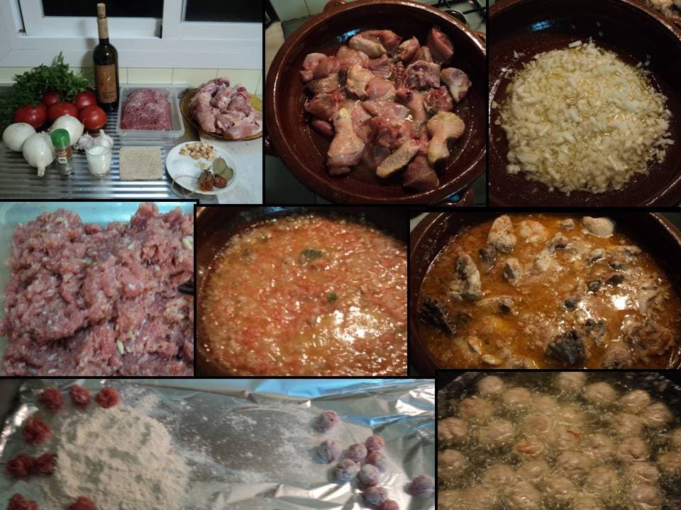 Pollo con albóndigas