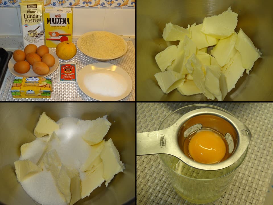 Coca de chocolate blanco y almendras