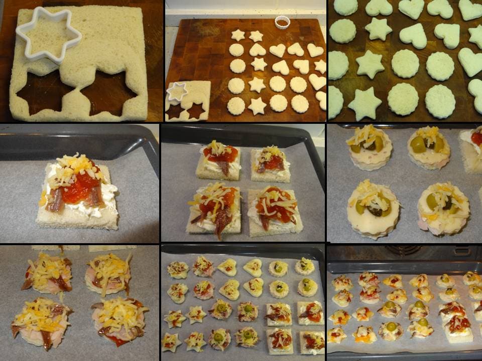 Montaditos variados con pan de molde