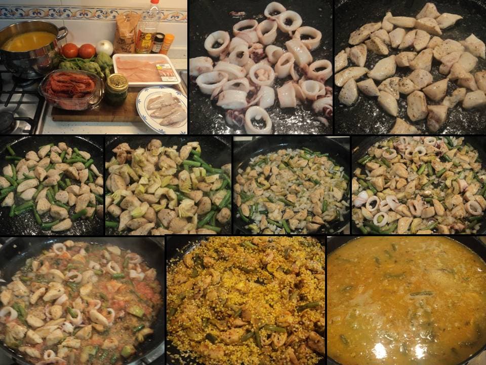 Paella mixta ciega